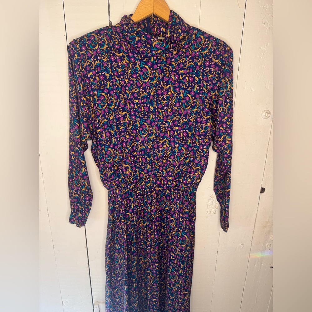 Vintage Purple Print Prairie Dress